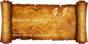 Gubics Jolán névjegykártya